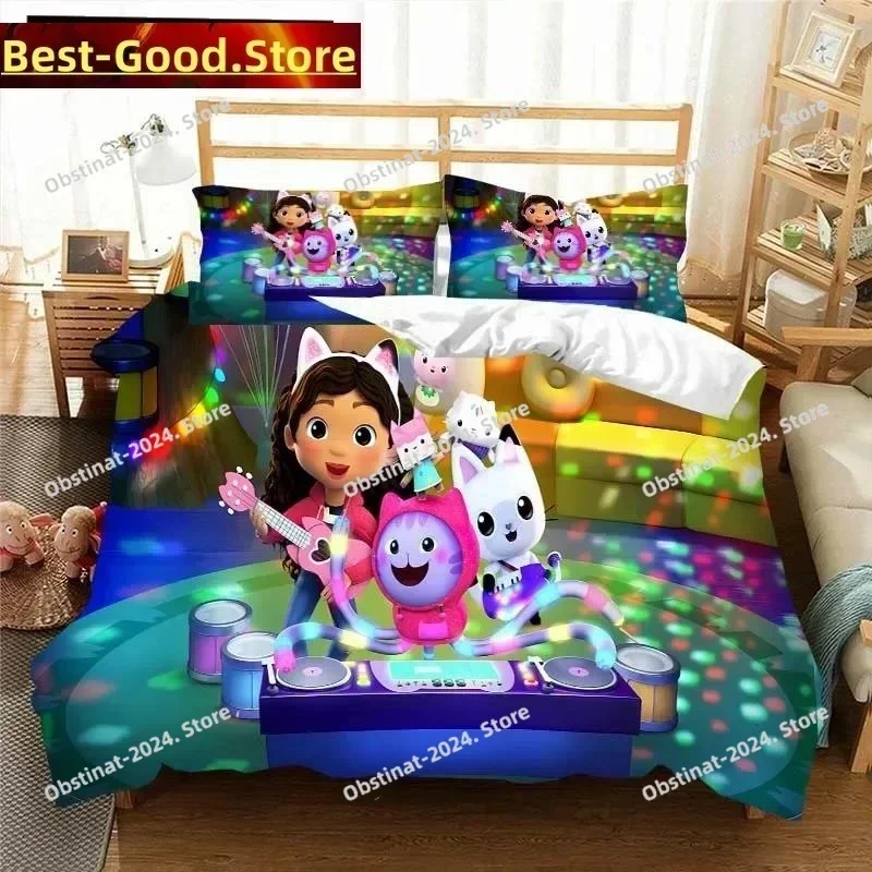 3D Gabbys D-Dollhouse Bedding Set Printed single Comforter Quilt Bed Cover Duvet Cover Pillow Case 3 Pieces Sets Kids Adult Size