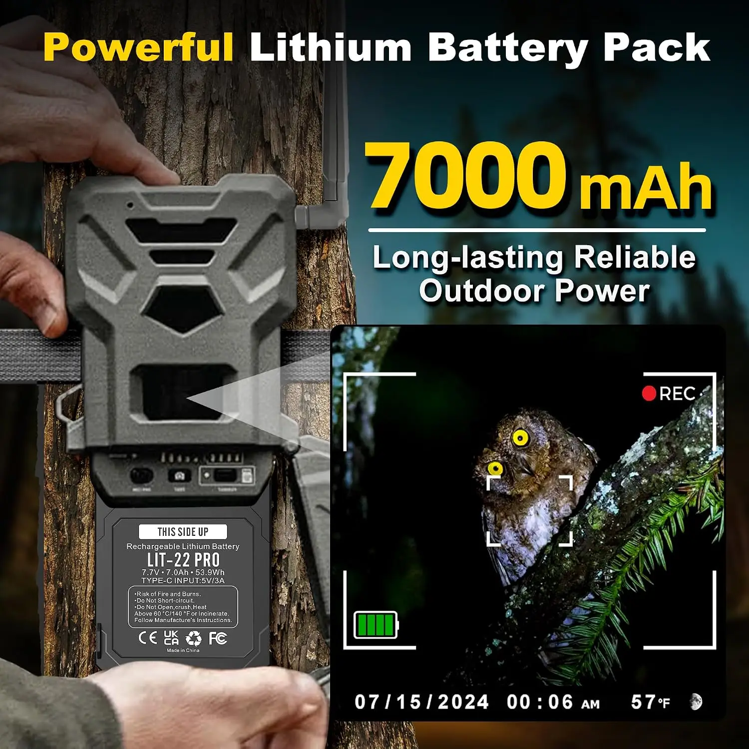 Replacement Batteries for Trail Cameras, 7000mAh, 4-Pack