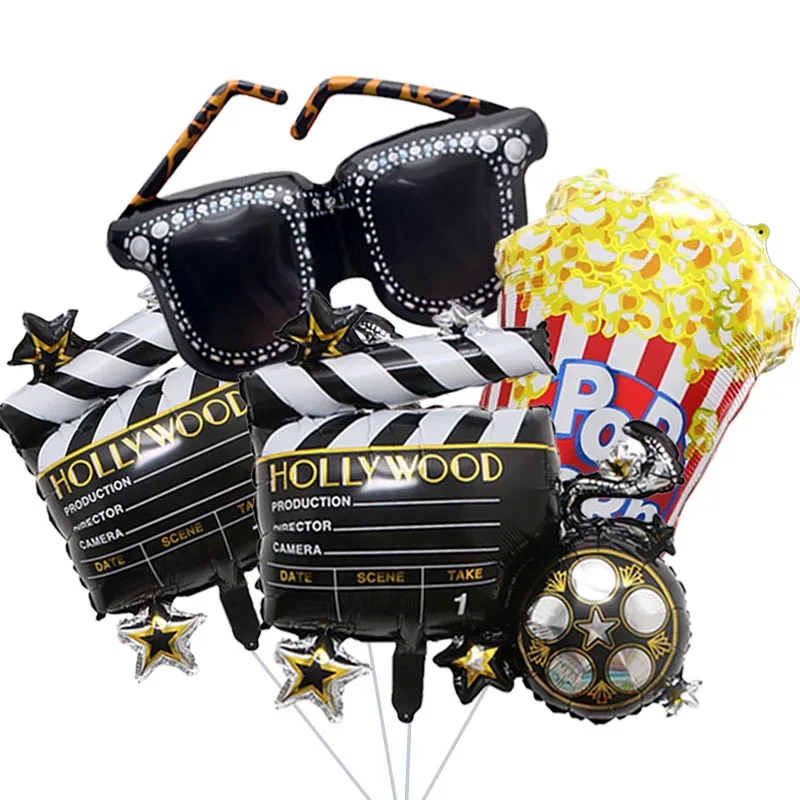 4 stücke Film Nacht Party Dekorationen Projektor Folie Luftballons Sonnenbrille Popcorn Luftballons Film Nacht Geburtstags feier Lieferungen – Detail 1