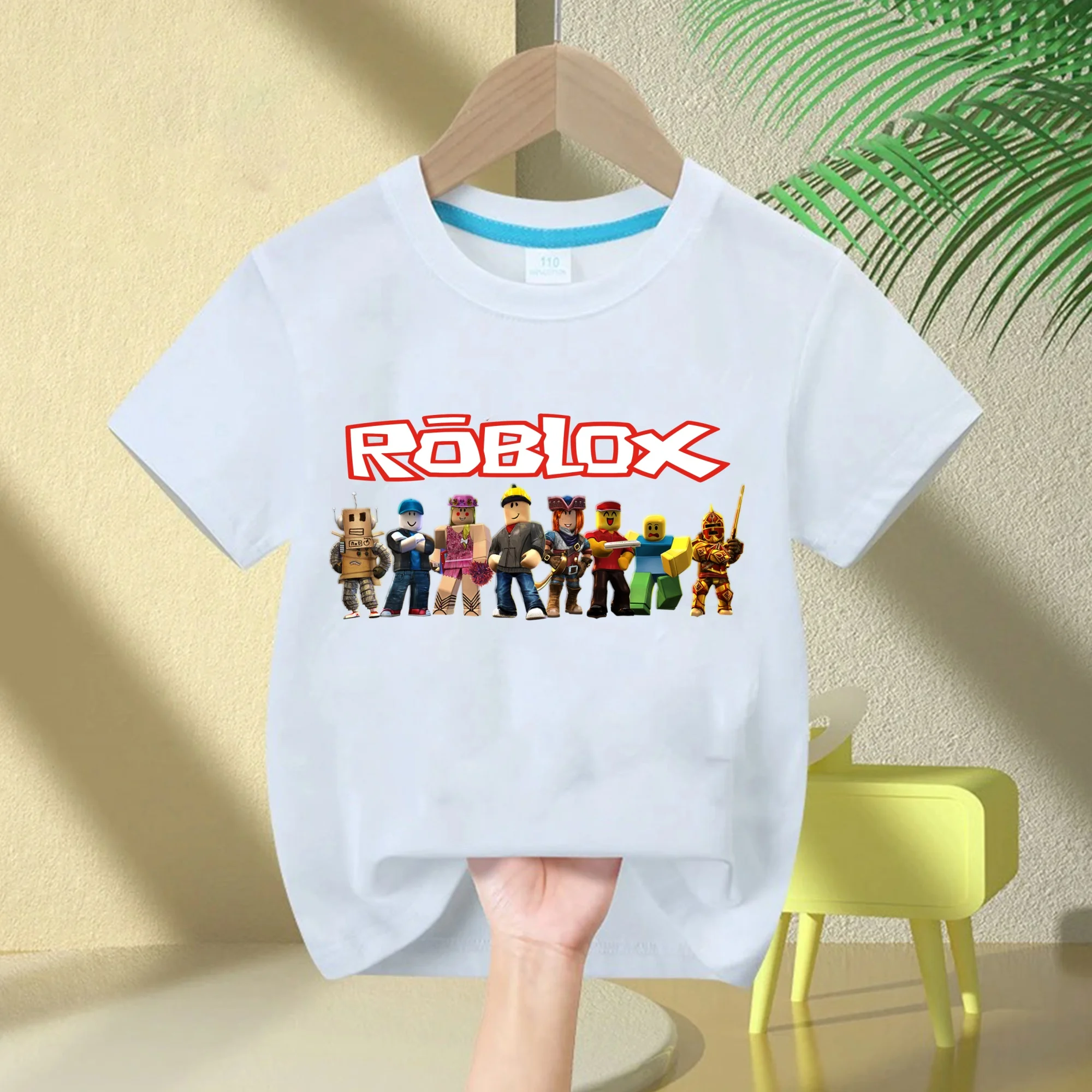 Eltern-Kind Roblox 2026 Kinder-T-Shirt aus 100% reiner Baumwolle - kurzärmeliges Rundhals-T-Shirt mit Cartoon-Print, lässig – Detail 11