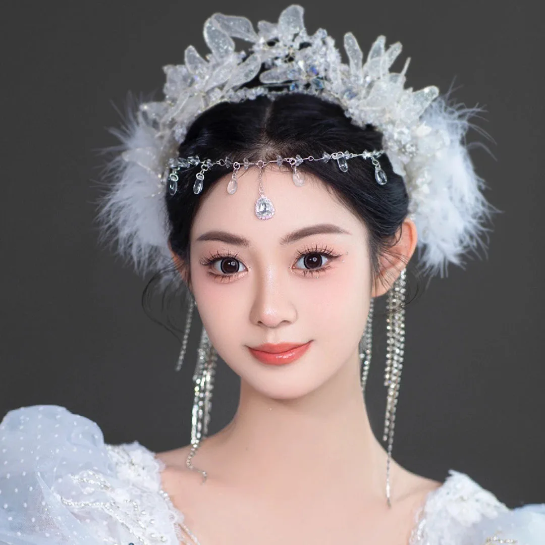 Korean style new fashion crystal beaded rhinestone forehead chain hair accessories bridal tiara, wedding dresses and makeup acce