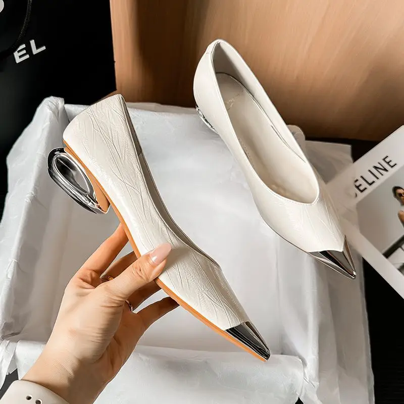 

Сексуальные босоножки на танкетке с металлическим острым носком, женские однотонные весенне-осенние вечерние платья, женская обувь, новые туфли на высоком каблуке