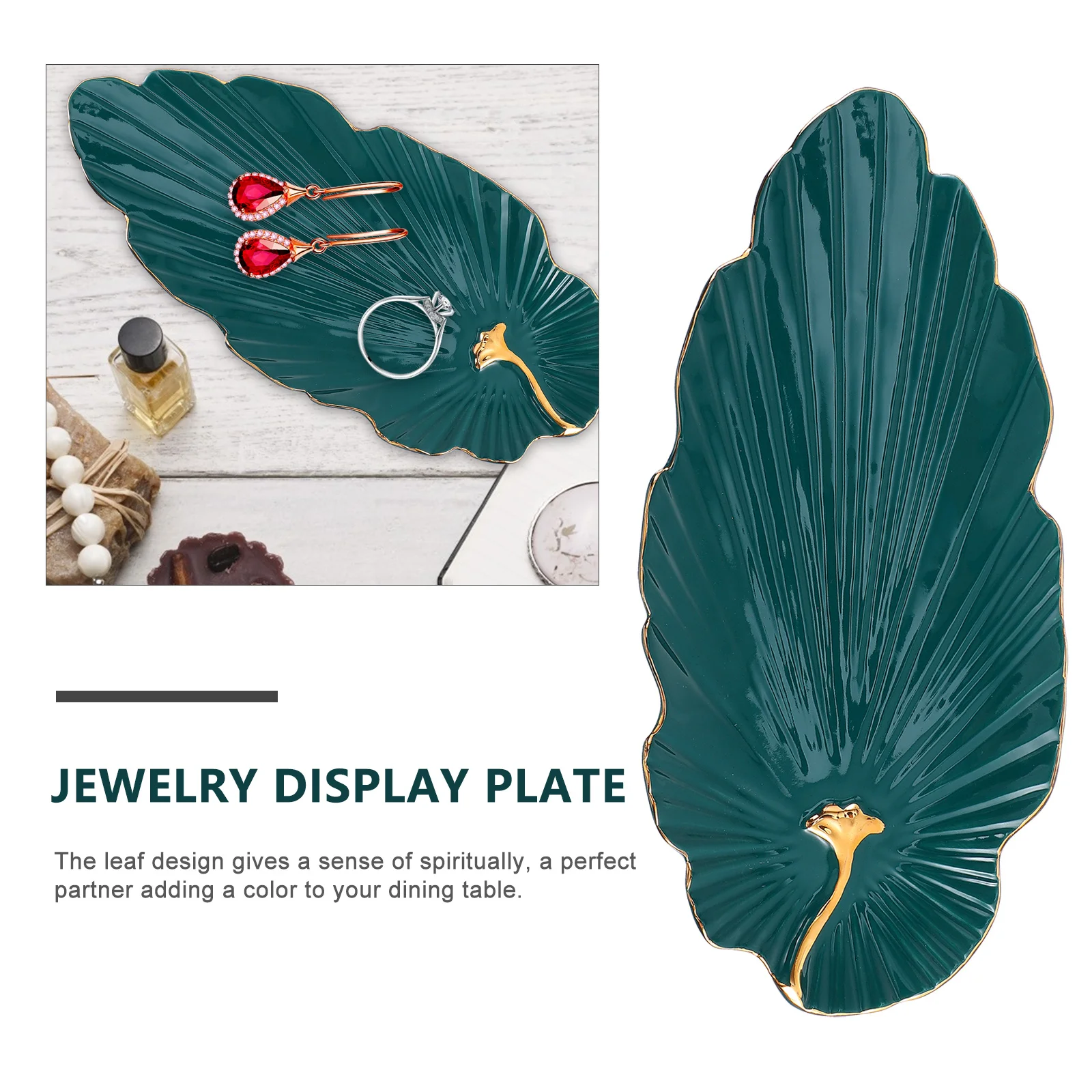 Ceramic Leaf Shape Plate Multi Functional Sushi Dumpling Dish Jewelry Holder Ring Display Bracelet Tray Sushi Plate