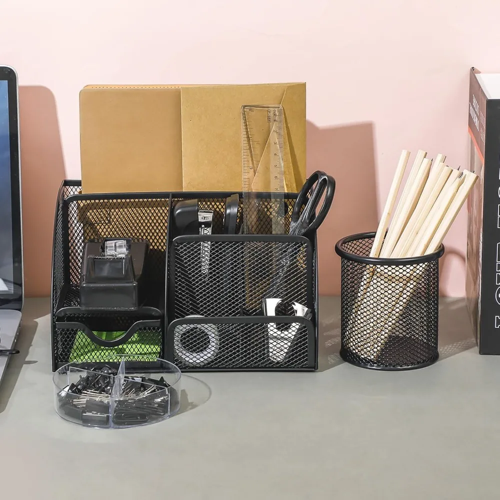 black desk organizer and accessories, black desk asccessories office supply kit include mesh desktop organizer stapler 1000 stap