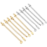 10pcs Stainless Steel Extension Chains with Lobster Clasps Connector Link Necklace Tail Making DIY Bracelet Accessories Supplies