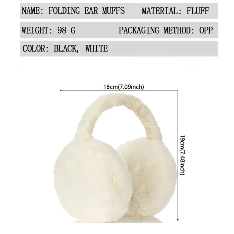 Soft Plush Earmuffs for Men and Women Outdoor Cold Protection Warm Winter Ear Warmers Solid Color Fashion