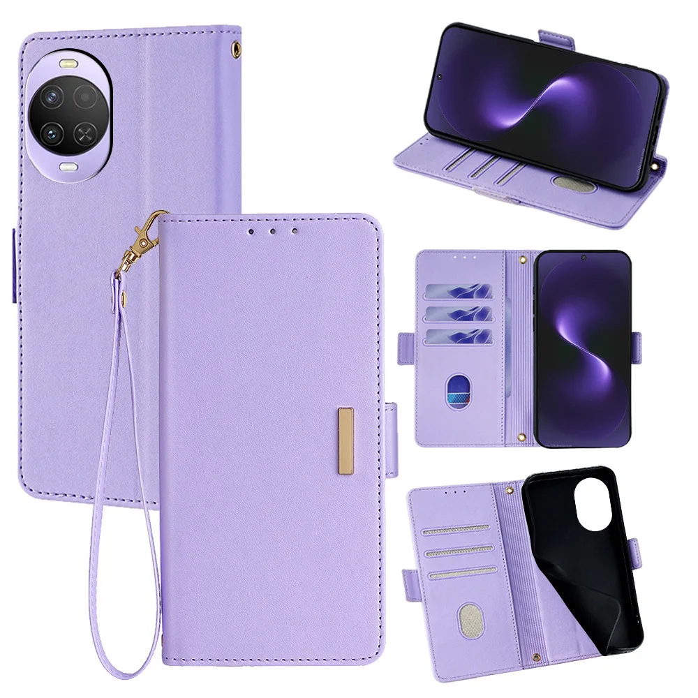 

Solid Color Leather Magnetic Flip Cover for Huawei Nova 15 14 12 Ultra/13 12 Lite 11 10 Pro 9 SE with Built-in Wallet Card Slots