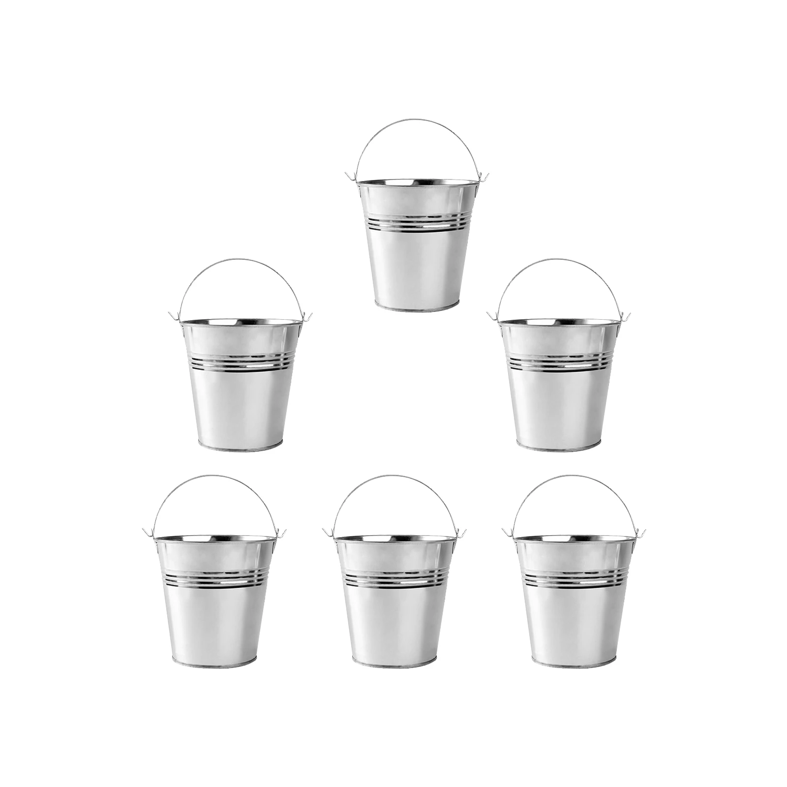 

6Pcs Mini Ice Bucket Tinplate Material Heavy Duty Serving Container for Snacks Fries Ice Chiller Handle Carry Party Outdoor