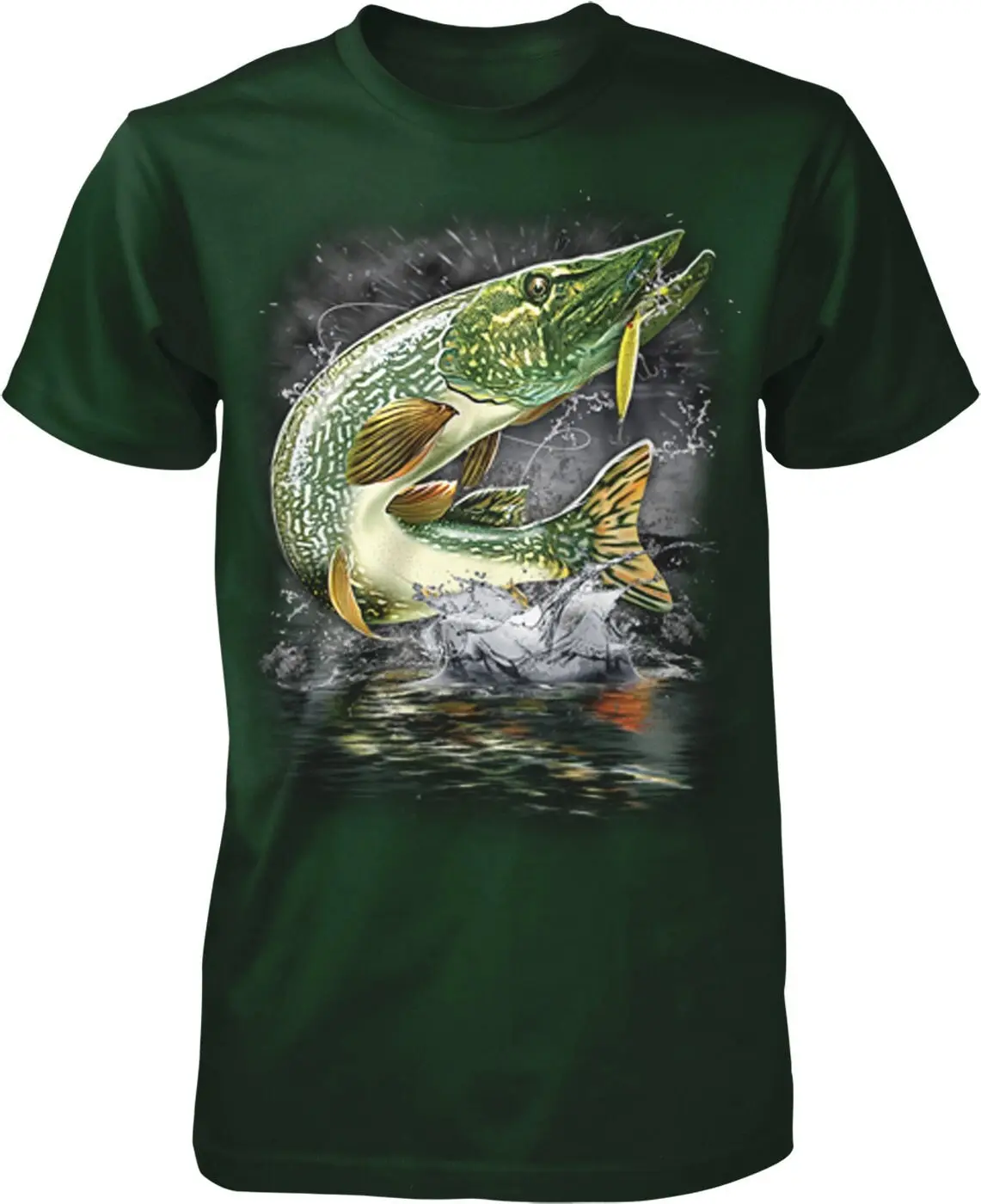 Pike Northern Blue Jumping Fly Fishing Men's T shirt HOOD_00298