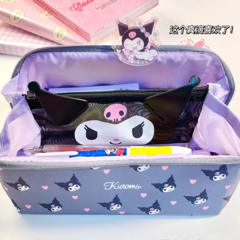 

Sanrio сумка для хранения Мягкая Милая коричная сумка Kuromi большой емкости карандаш искусственная кожа сумка для хранения Kawaii