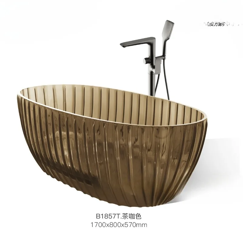 New transparent bathtub hotel homestay bath tank floor-to-ceiling bath tub colorful transparent bathtub