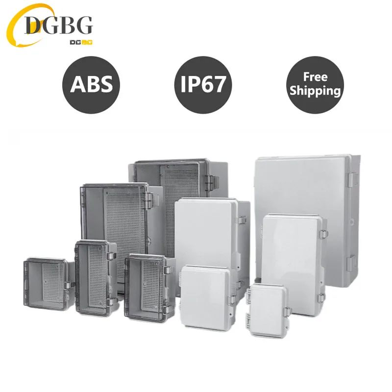 Boîtier de couvercle gris/Transparent étanche IP67, boîte de jus en plastique ABS, boîtier de charnière pour instruments électroniques d'extérieur