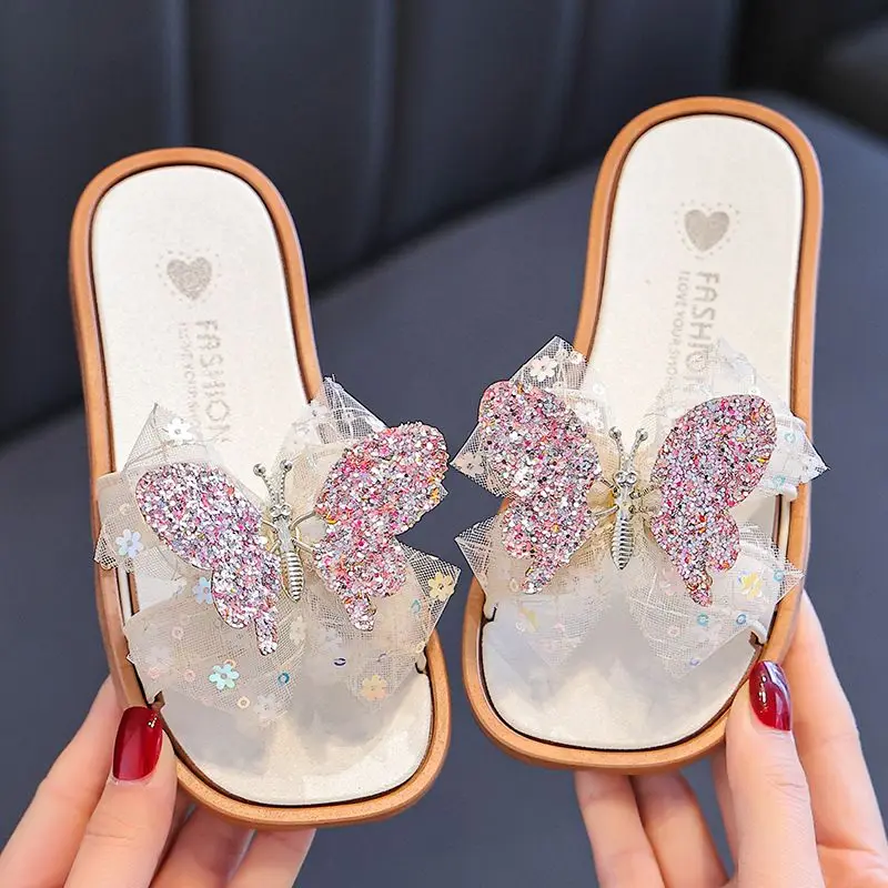 

Girls Butterfly Flip Flops Sweet Non-slip Soft Sole Summer Beach Princess Sandals for Outdoor