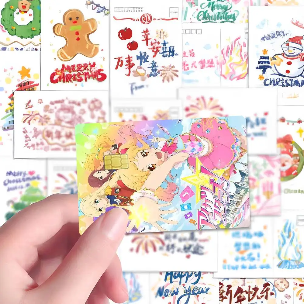 Anime Aikatsu Game Film Cover Sticker Case For Small Chip Credit Debit Card Front Side