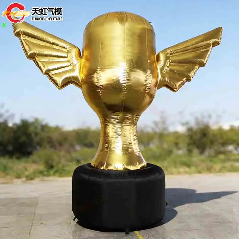 Trofeo inflable gigante de envío rápido, modelo de aire, trofeo inflable de copa dorada, globo de tierra para decoración