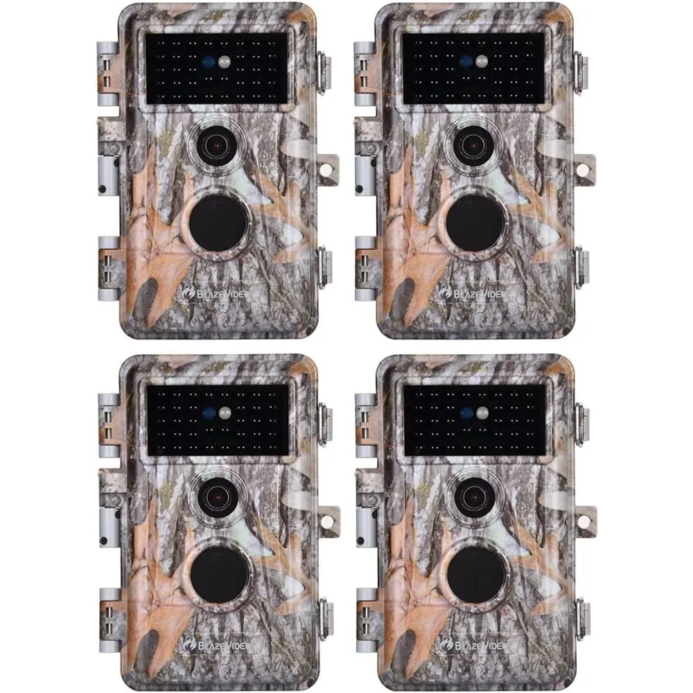 4-Pack Game & Deer Trail Cameras 32MP 2304x1296P H.264 Video for Hunting Wildlife and Home Security No Glow Night Vision Time