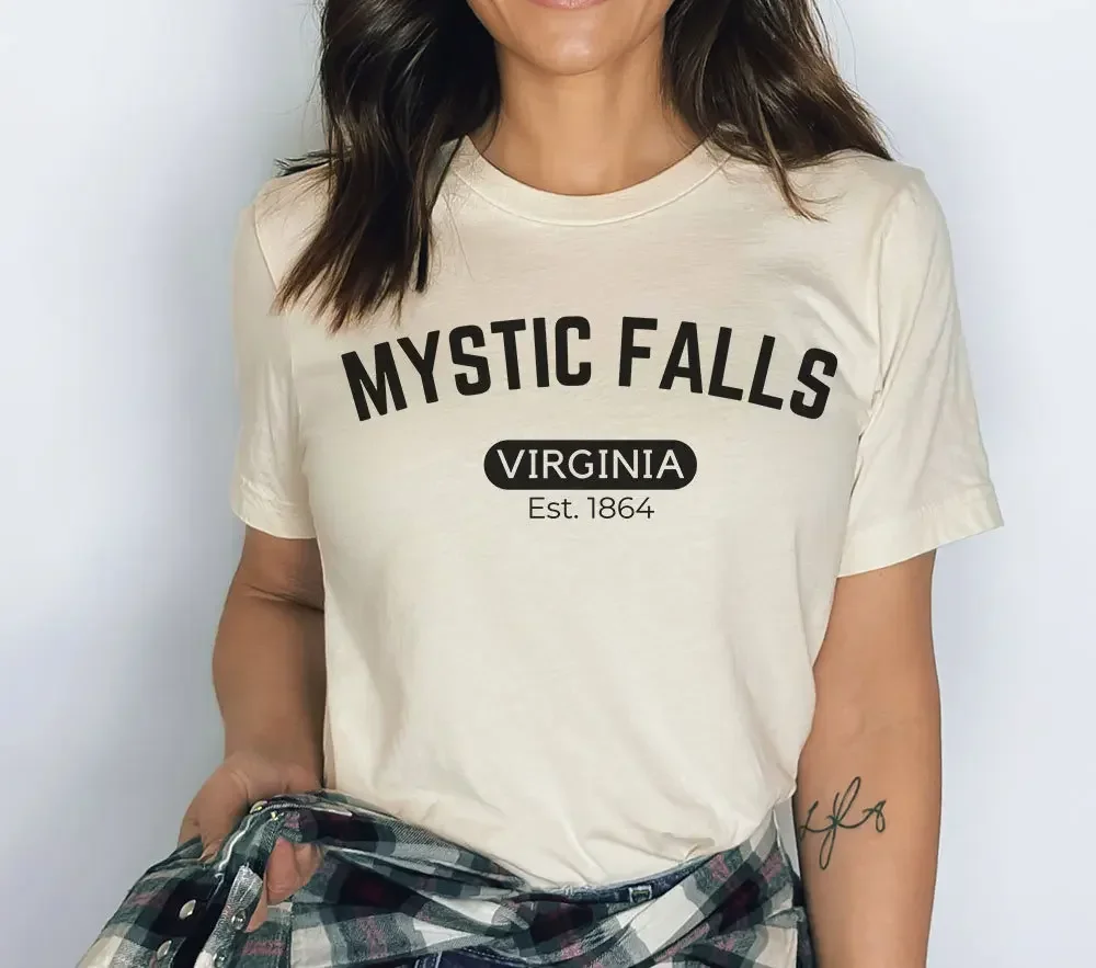 Mystic Falls T Shirt Virginia TVD Fan for Vampire Fans Damon Salvatore Merch