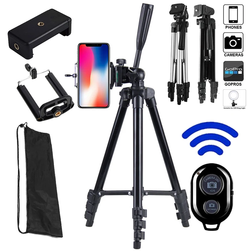 حامل ثلاثي مرن قابل للتمديد للسفر وخفيف الوزن وجهاز تحكم عن بعد للهاتف الخلوي وكاميرا DSLR وحوامل ثلاثية حيوانات Gopro Tik Video Live