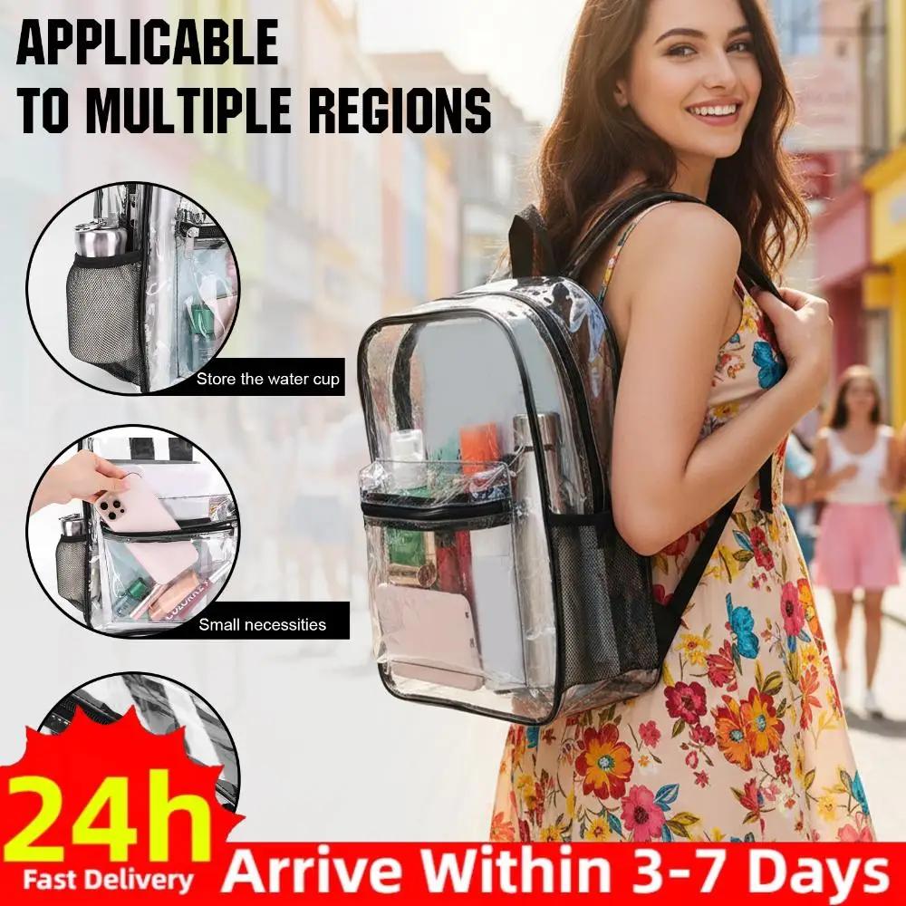 

Набор из 50 пластиковых рюкзаков из ПВХ для стадионов и мероприятий, водонепроницаемые, 15 дюймов, прочные, с усиленными лямками, для мужчин и женщин