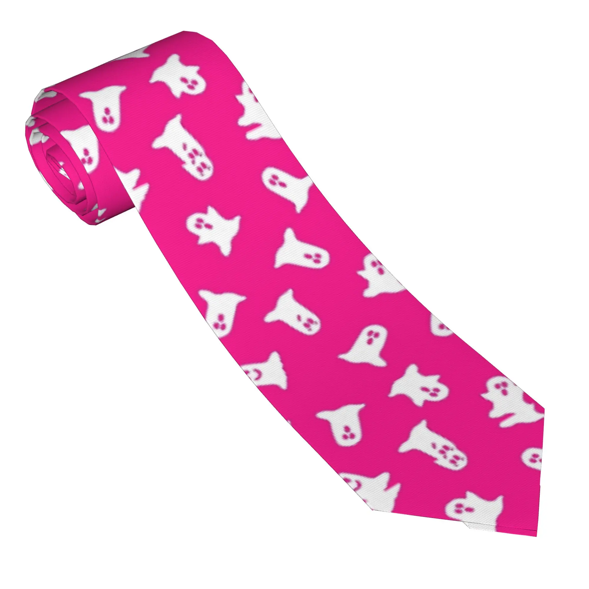Pink Ghosts Halloween Necktie Unisex Polyester 8 cm  Neck Ties for Mens Skinny Narrow Accessories Cravat Wedding Accessories