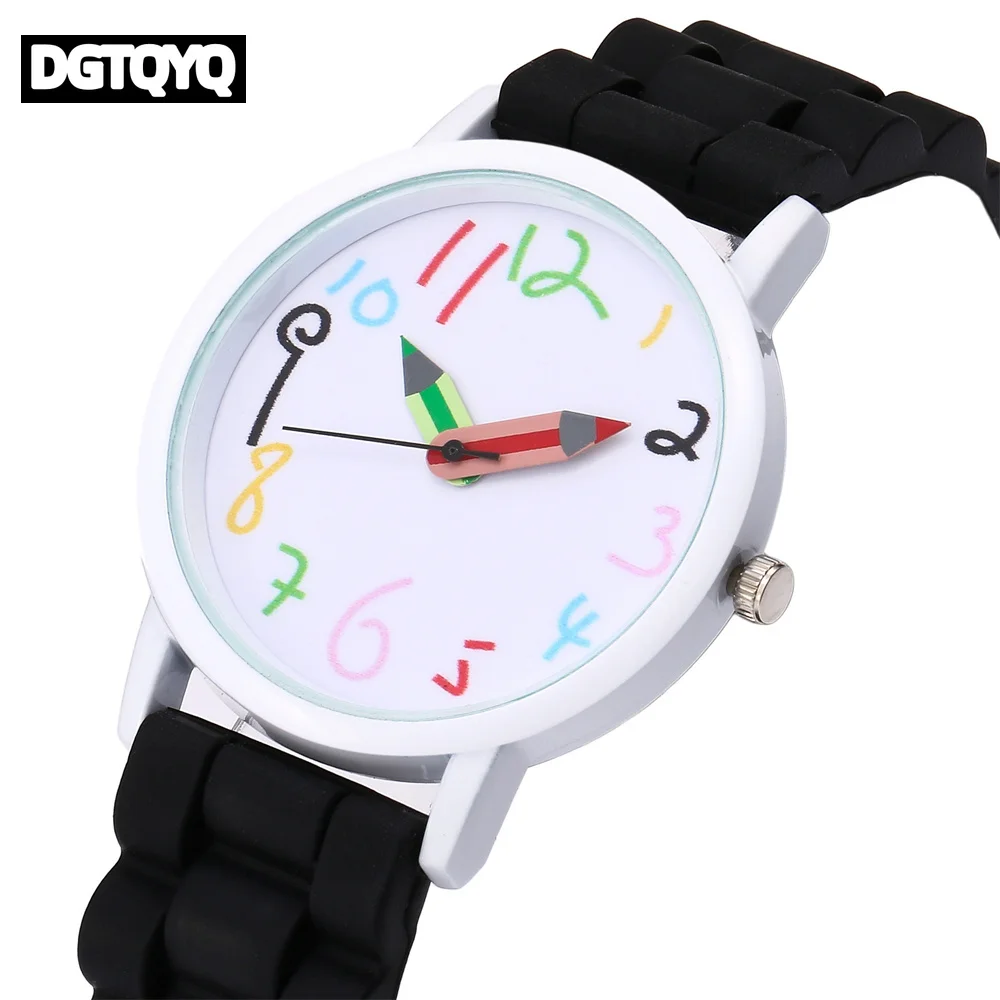 Women Watch Fashion Simple Pencil Design Digital Quartz Watches Casual Jelly Multicolour Silicone Ladies Clock Dress Wristwatch