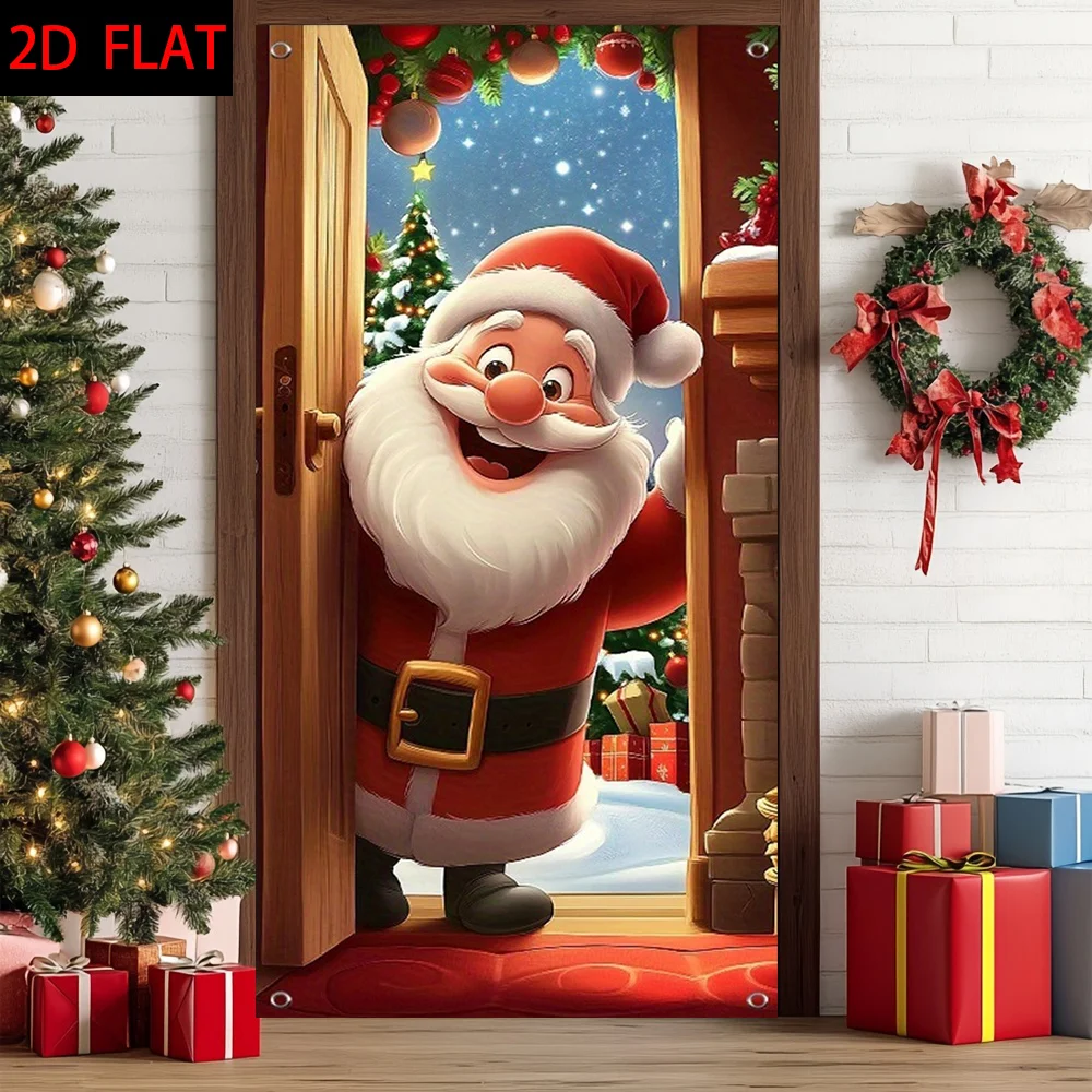 2D flach, 2D-Türbanner, 2D flach, 2D-Türbanner, Weihnachtsmann-Dekoration, geeignet für den Innen- und Außenbereich