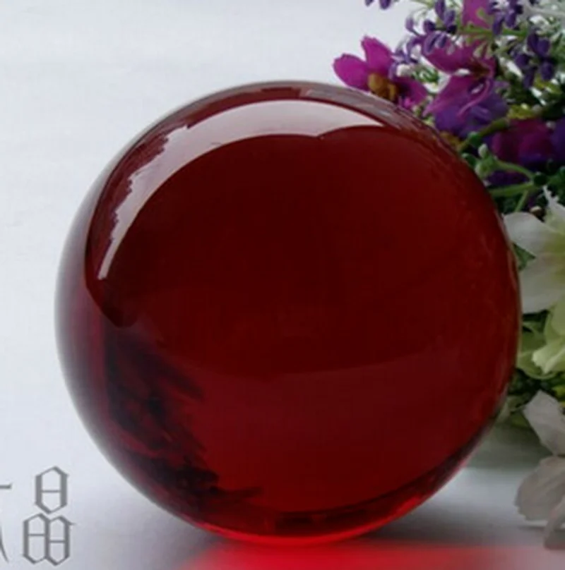 40mm Asian Rare Natural Quartz Red Magic Crystal Healing Ball Sphere + Stand