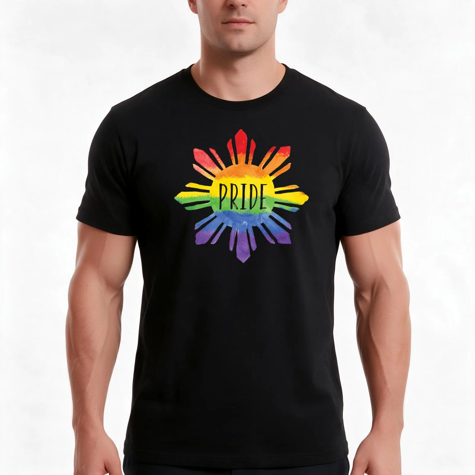 Pinoy Pride Sun in Watercolor T-Shirt Summer Casual Cotton Tee Oversized Streetwear Tops Vintage Graphic Print 100% Cotton