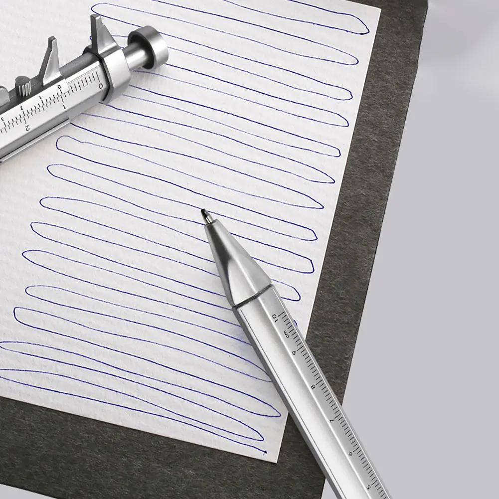 15 قطعة متعددة الوظائف الورنية نطاق القياس الدقيق 2 في 1 0-100 مللي متر الرول الكرة القلم رصاصة تلميح تصميم القرطاسية أدوات محمولة #5