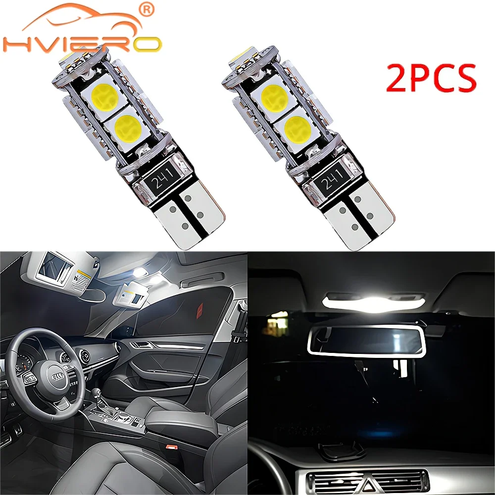 

2PCS T10 5050 9SMD Canbus Car Brakes Led Domes Reading Bulbs Dashboard Reverse License Plate Light Clearance Trunk Lamping White