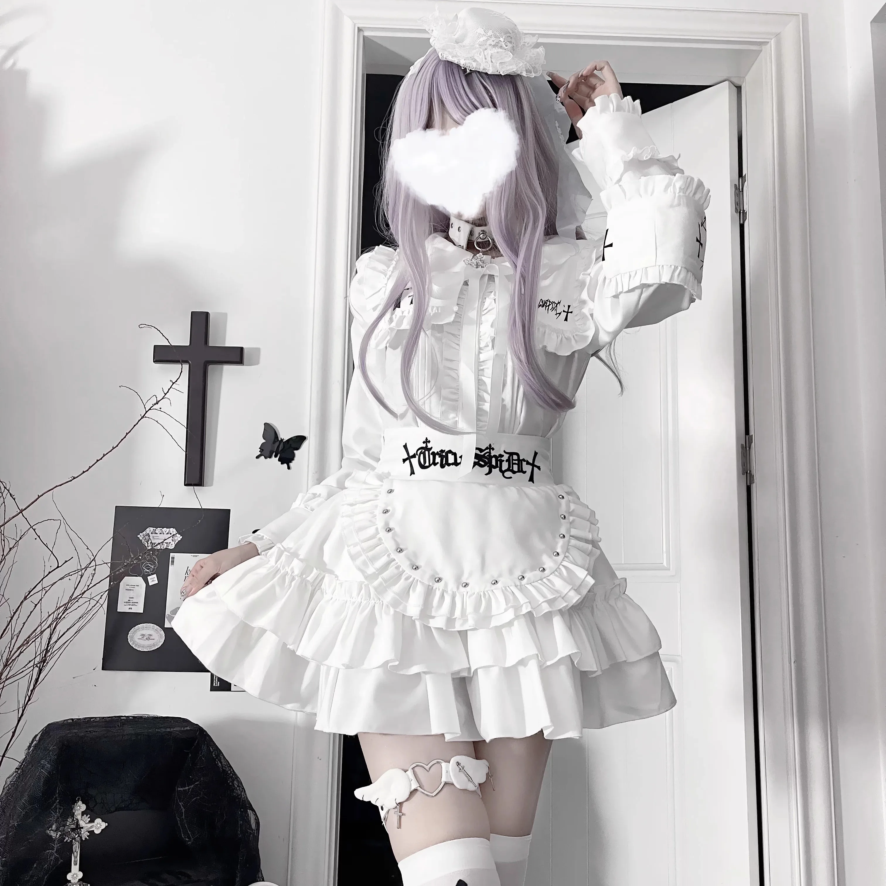 วัฒนธรรมย่อยMineพิมพ์เย็บปักถักร้อยเสื้อแขนยาวชุดกระโปรงฤดูใบไม้ร่วงใหม่ 2025 ญี่ปุ่นGothic HarajukuความงามTop Miniกระโปรง