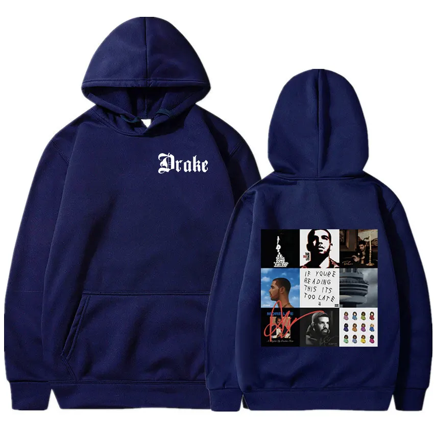 Rapper Drake Music Album Cover Graphic Hoodies Men's Fashion Hip Hop Vintage Sweatshirts Fleece Warm Oversized Hoodie Y2K Unisex