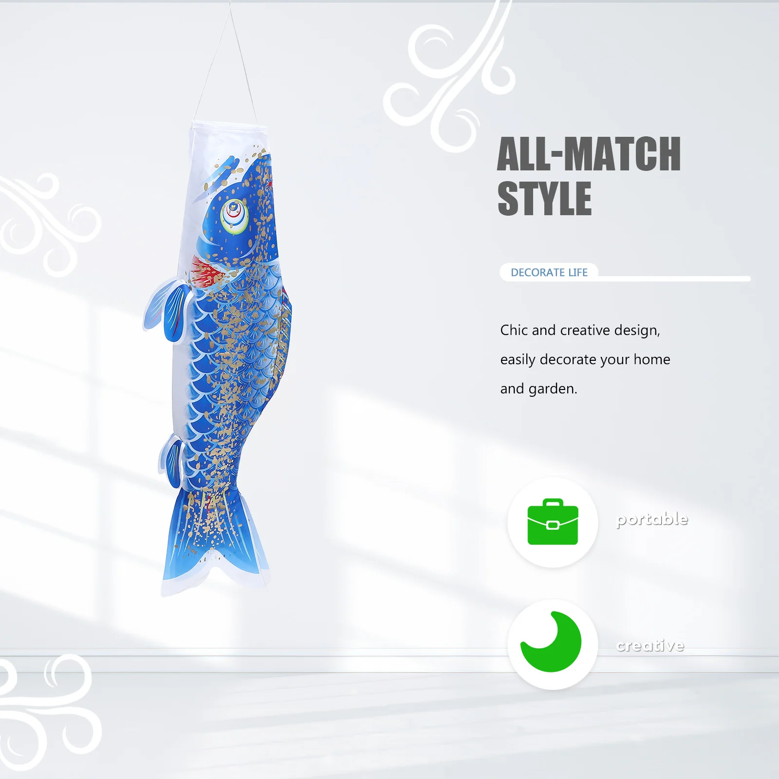 

Japanese Style Carp Flag Delicate Fish Banner for Garden Lawn Restaurant Festival Hanging Decor Home Ornament Carp Pendant