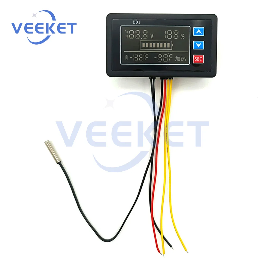 

Digital Battery Capacity Monitor DC9V-100V HD Display Voltage Regulator Temperature Switch Marine Battery Power Indicator