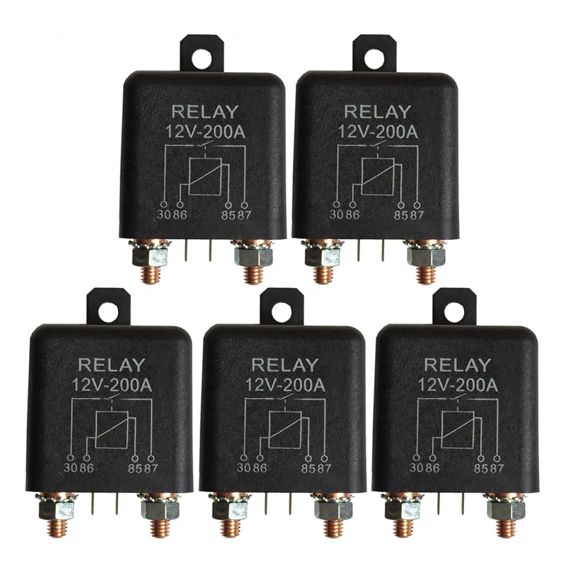 5X 12V 200A Normally Open 4 Pin Relay - Heavy Duty Automotive Marine Split Charge