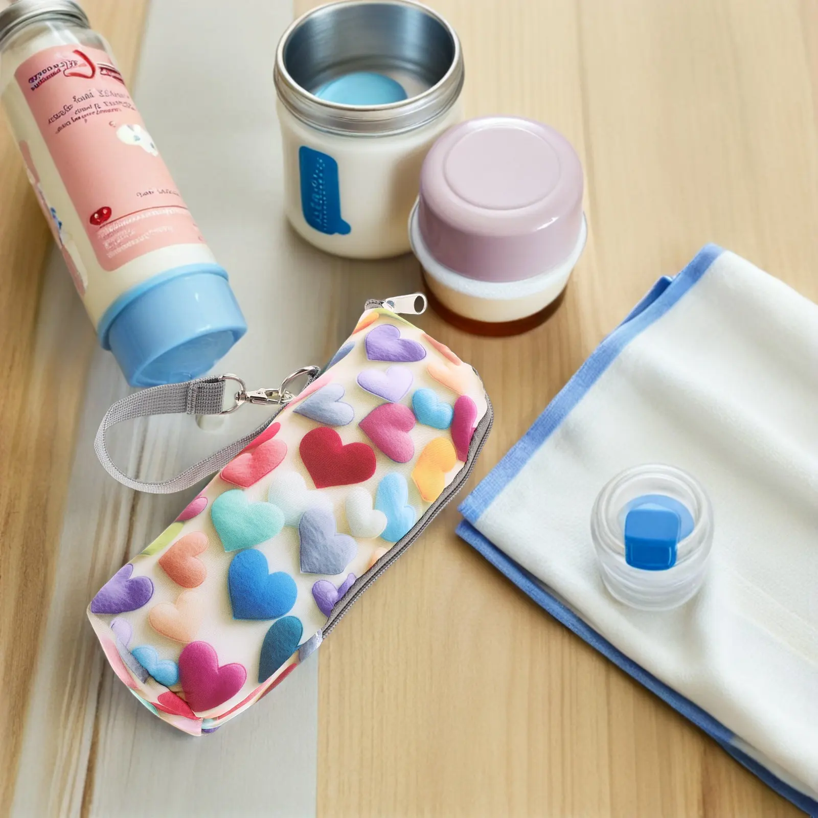 

2Pcs Insulated Baby Bottle Bag Portable Thermal Bottle Warmer Pouch for Breastmilk Formula Daycare Travel Stroller Hanging Rope