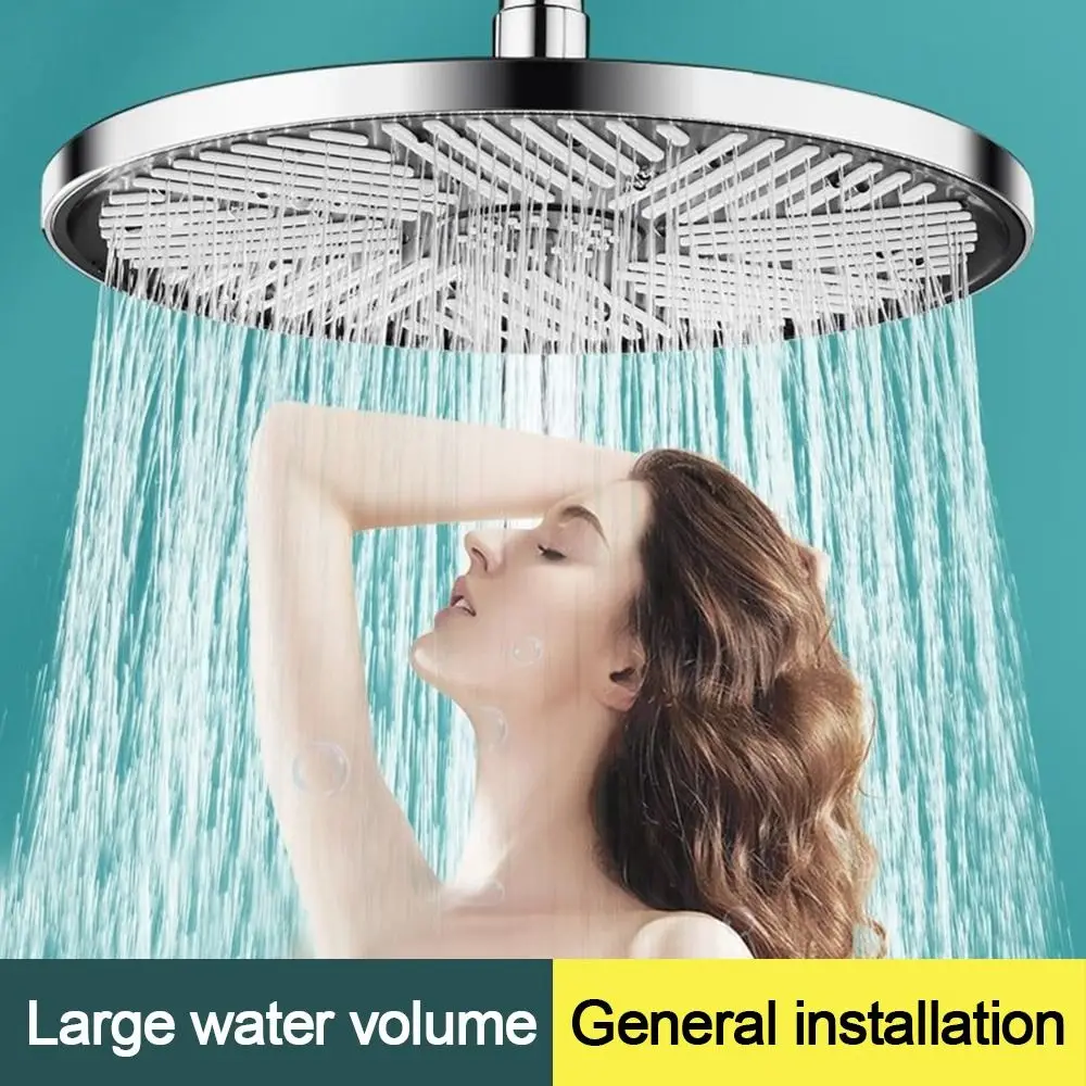 

Durable 10Inch RainfallShower Head Removable Washable Bathroom Shower Arm Round High Pressure Sprinkler