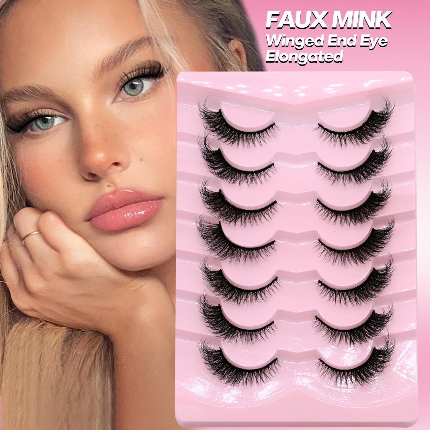 Lasvirey رموش القط رقيق الرموش الصناعية لينة الصليب الطبيعي 5D حجم رقيق رموش سميكة دراماتيكية فو المنك جلدة تمديد