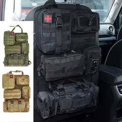 Universal Car Storage Bag, Rear Seat Tactical Storage Bag with 5 Molle Pouch Vehicle Molle Panel Organizer,Hanging Bag Fits