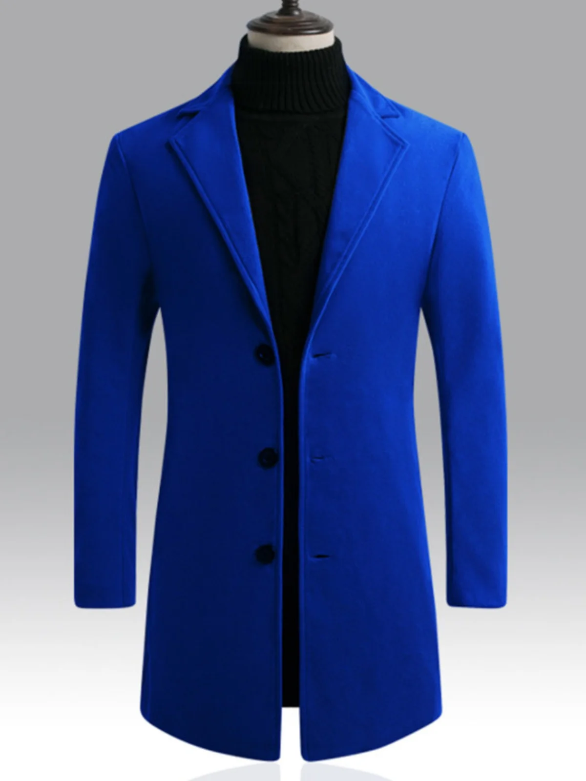 

Men's Trendy Casual Woolen Coat Korean Sle Spring Autumn Medium Length Overcoat Polyester Fiber Youth ular Sle