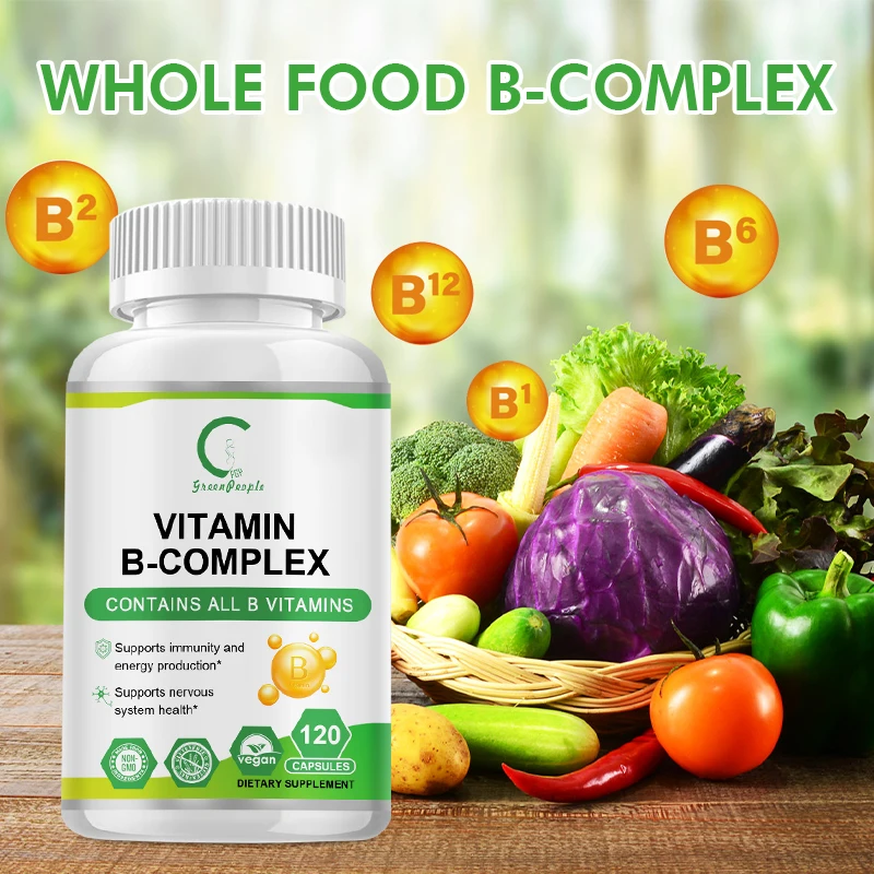 Vitamin B Complex Capsules B12 B1 B2 B6 B9 Folic Acid &Biotin Men\'s Daily Multivitamin For Immunity, Energy, Weight Management