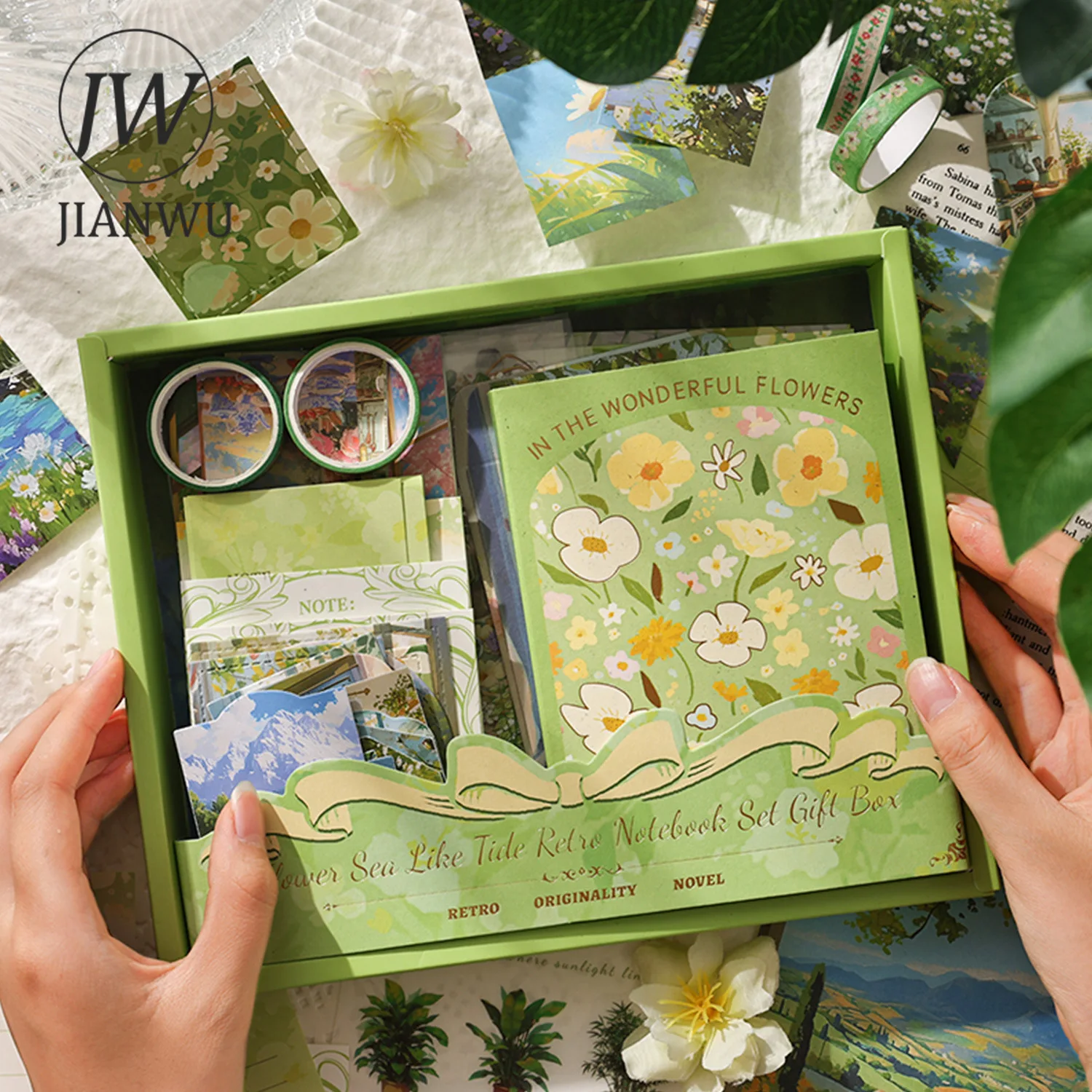 

JIANWU Flower Sea Like Tide Series, винтажная цветочная граница, пейзажный материал, подарочная коробка для коллажа, креативный мусорный журнал, канцелярские принадлежности