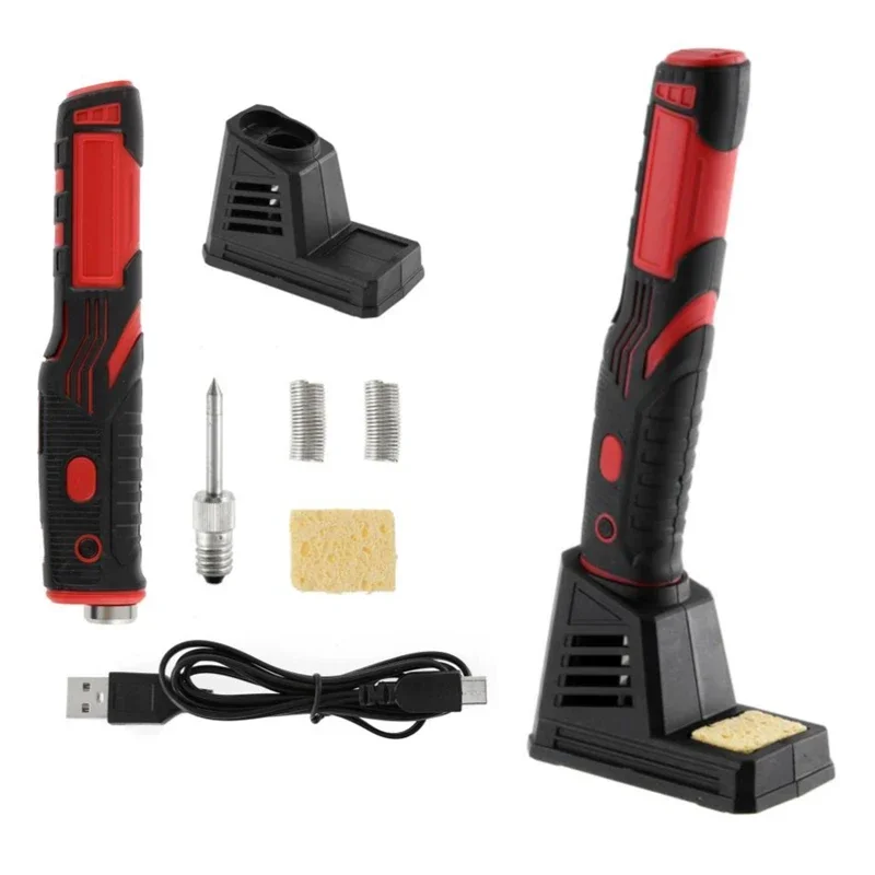 Rechargeable Wireless Electric Soldering Iron with Bright LED Light Household Appliances Electronic Maintenance Welding Tool