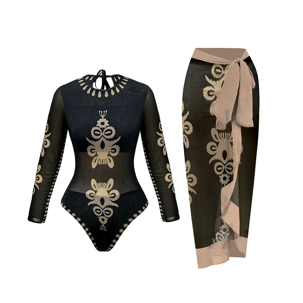 2026 Long Sleeve Sheer Sun Protection One-Piece Set Swimsuit Women Sexy Rash Guard Swimwear Bodysuit Beachwear With Coverup 4 2026 Long Sleeve Sheer Sun Protection One-Piece Set Swimsuit Women Sexy Rash Guard Swimwear Bodysuit Beachwear With Coverup 4
