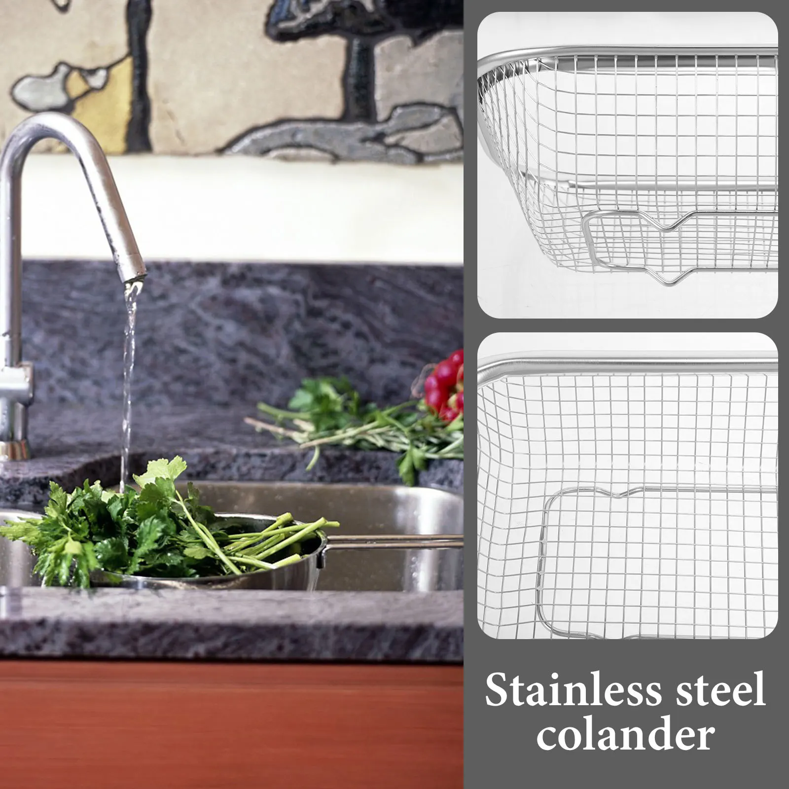 

Stainless Steel Drain Compact Vegetable Washing Basket Fruit Strainer Kitchen Colander Household Filter Basket