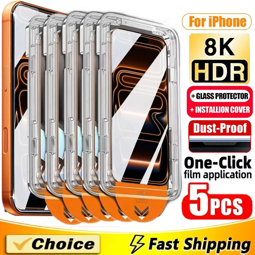 5 قطعة طلاء Oleophobic خالية من الغبار سهلة التركيب واقي للشاشة آيفون الهواء 15 14 13 12 11 X XS 16 Plus 17 Pro Max Glass #1