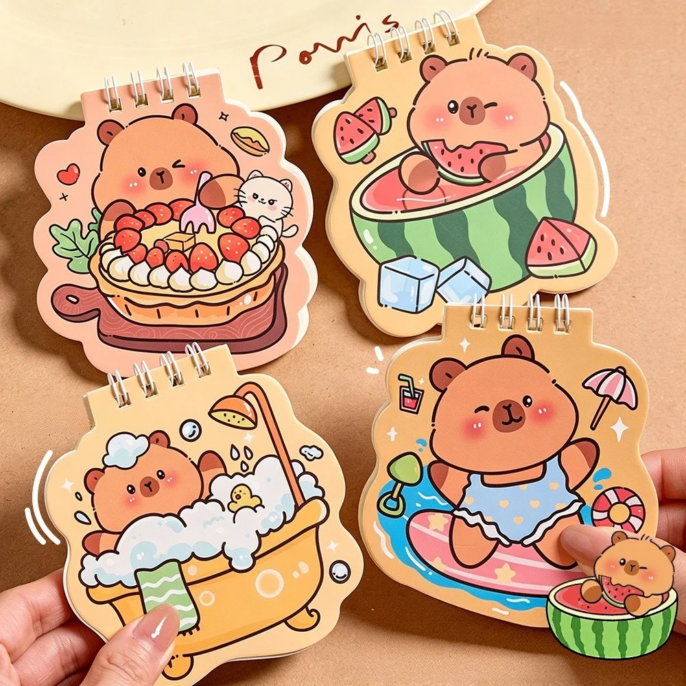 Mini Adorable Capybara Coil Notebook with Blank Pages Portable High Aesthetic Pocket Memo for Students