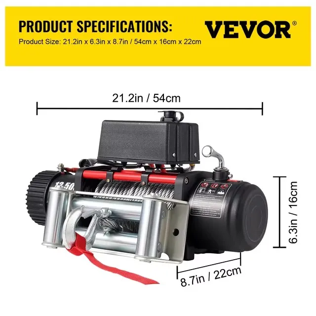 Electric Winch 6000Lbs 12V Electric Truck Winch with Steel cable & Wireless Remote Control for Boats UTV ATV Wrangler