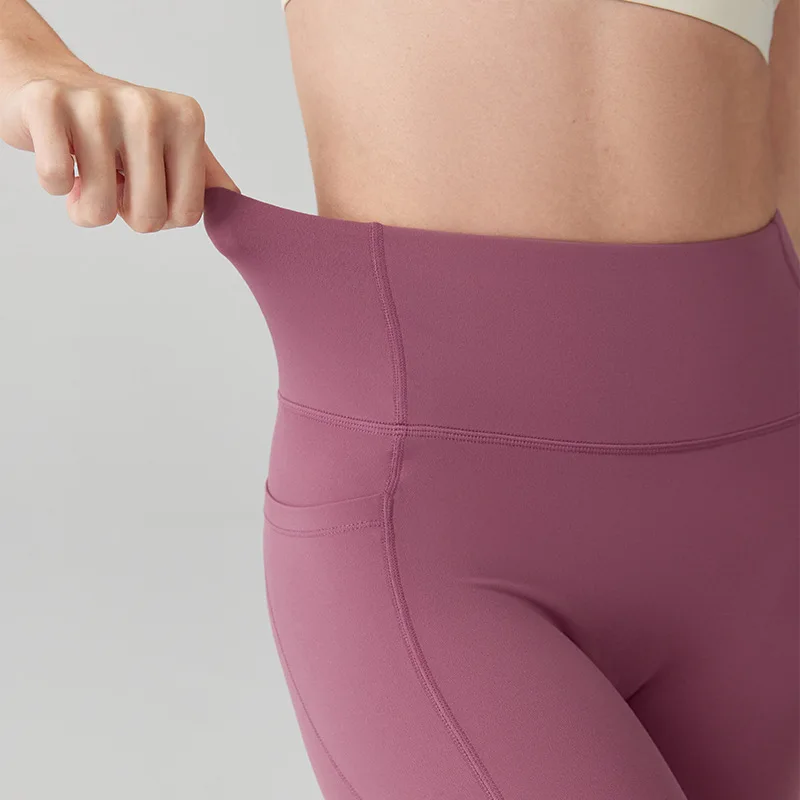 High Waist Hip Lifting Fitness Pants for Women Tight Comfortable Commuting Pants with Side Pockets No Awkward Lines
