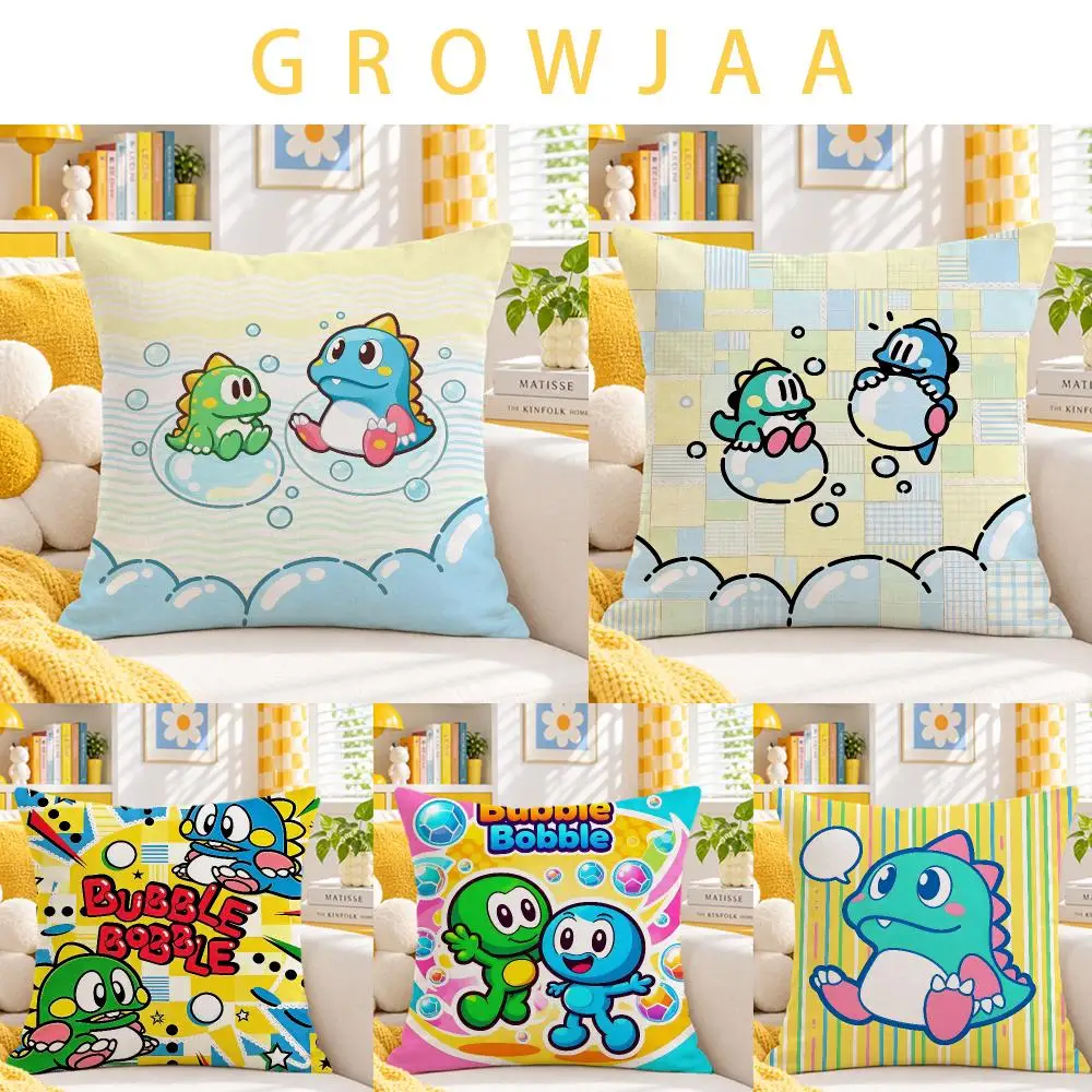 game Bubble Bobble Cushion Cover Throw Pillow Short Plush Fresh Bright Cushion for Bedroom Sofa Ornament Present Gift